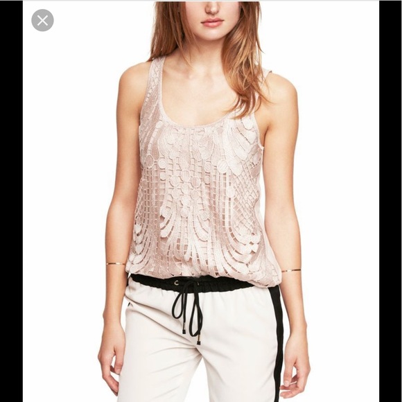 Express Tops - Express crochet rose gold metallic pink tank top S
